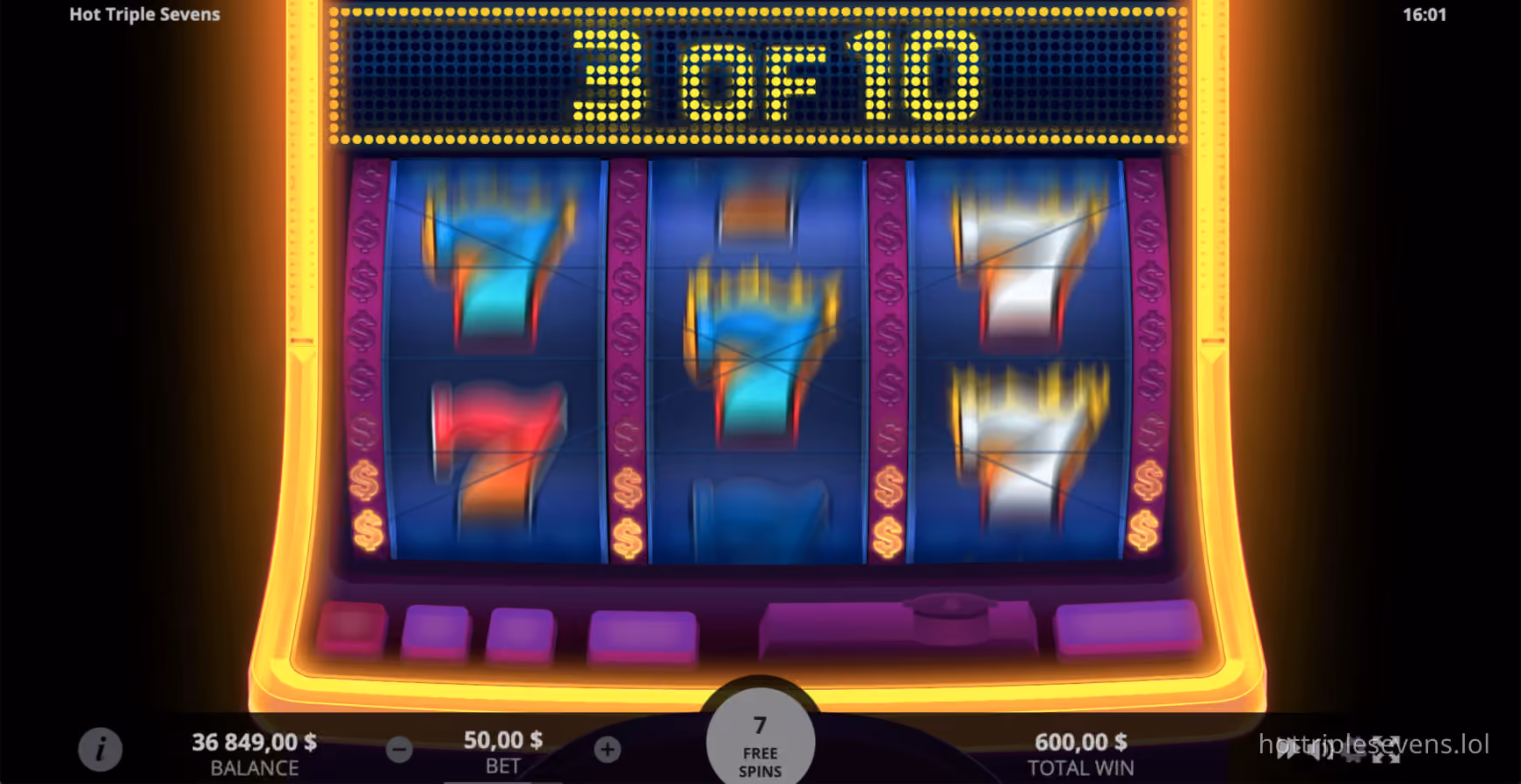 Hot Triple Sevens in action